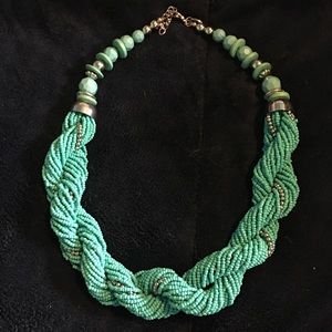 Teal beaded necklace